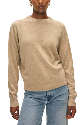Cashmere Crew Sweater, Taupe Heather