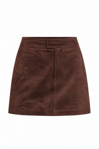Perri Suede Mini Skirt, Dark Chocolate
