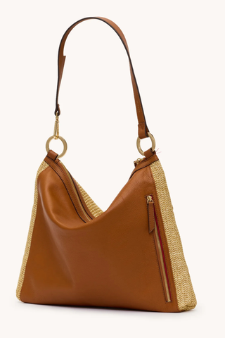 Kyle Lrg Handbag, Cocoa Raffia