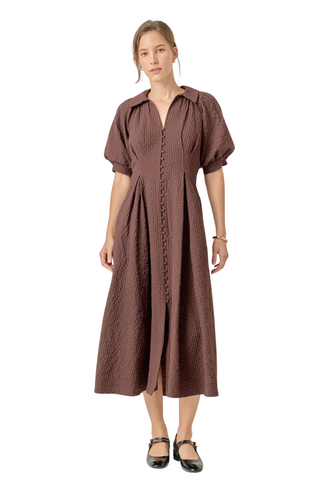 Shirt Midi Dress, Brown