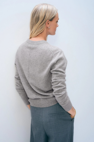 Cashmere Crew Sweater, Grey Heather