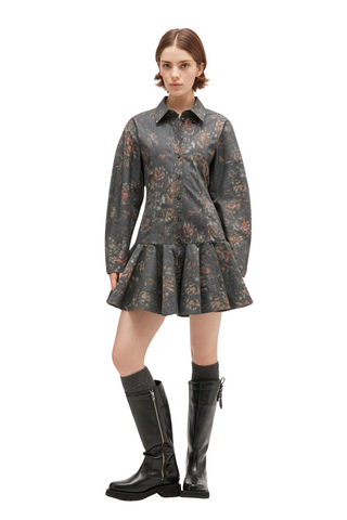 Buttoned Mini Dress, Phantom