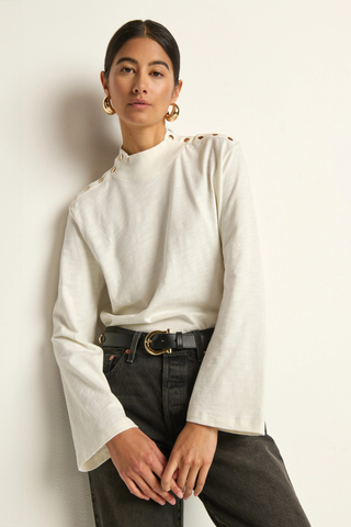 Neda Long Sleeve Tee, Porcelain