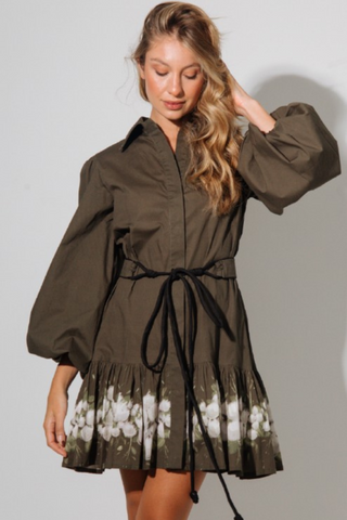 Ana Mini Dress, Garden Olive