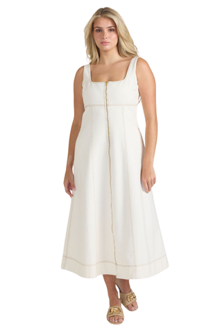 Virginia Dress, Ivory Denim