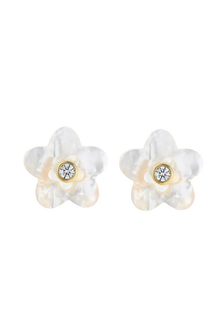 Azalea Stacked Clip Stud, White