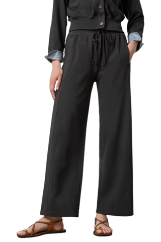 Drawcord Wide Leg Pant, Black