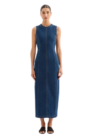 Ida Denim Dress, Force Blue