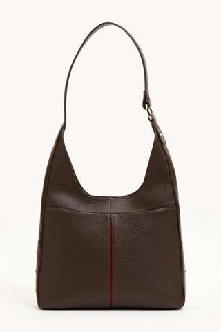 Tim Med Handbag, Espresso Pebble/Silver