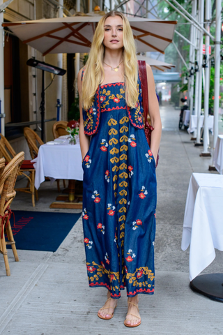 Annalisa Dress, Denim Embroidery