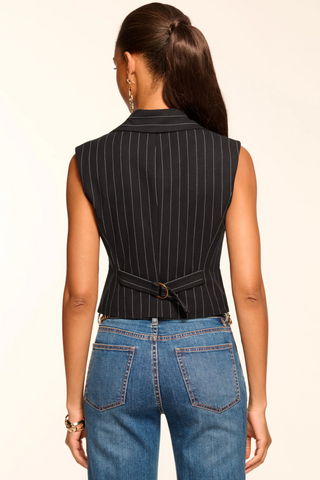 Pinstripe Danna Vest, Black Pinstripe