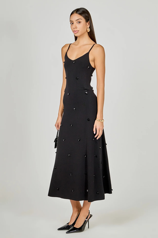 Embellished Midi Dress, Black