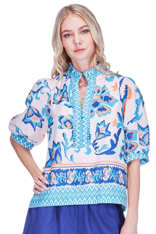 Trimmed Top, Aegean Flora