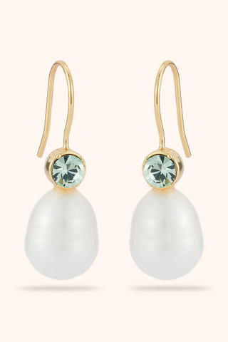 Ellie Pearl Drop Earrings, Mint