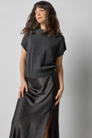 Banded Bottom Wedge Sweater, Caviar