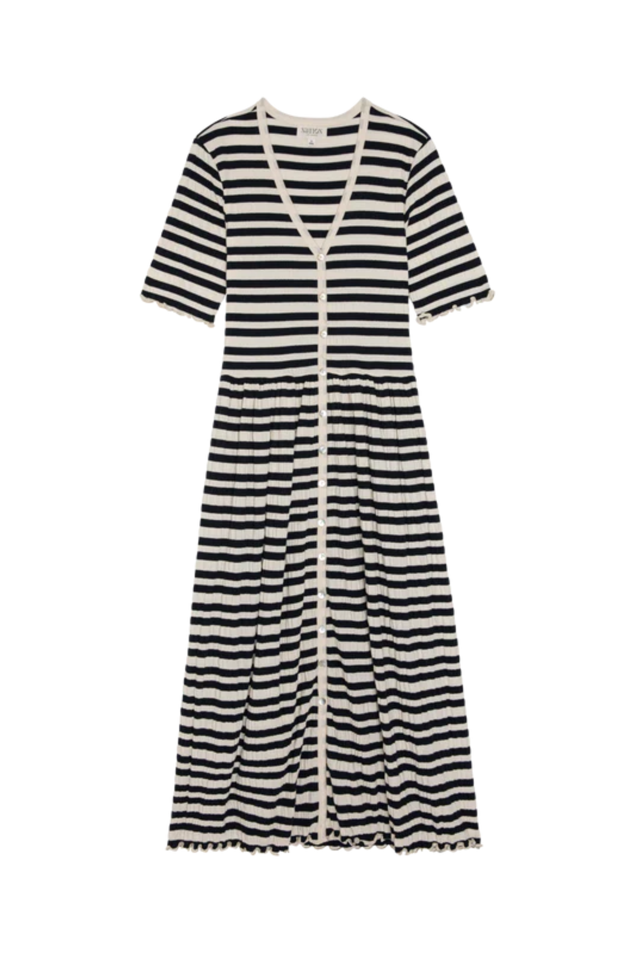 Nation LTD Claudine Midi Dress in Crinkle Stripe for Women, L Nation LTD Claudine Midi Dress in Crinkle Stripe for Women, L