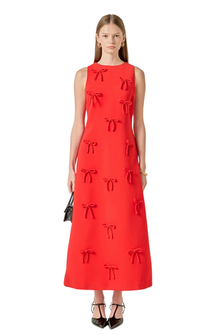 Bow Midi Dress, Red