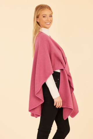 Knit Shawl Wrap, Hot Pink