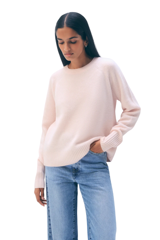 Cashmere Waffle Sweatshirt, Pink Sand