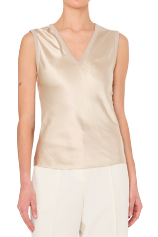 Satin Shell Top, Beige