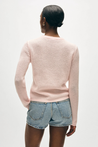 Cashmere Waffle Mesh Sweater, Pink Sand