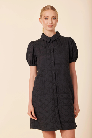 Nylon Quilted Dress, Black