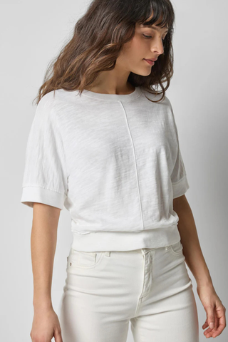 Rib Trim Short Sleeve Tee, White