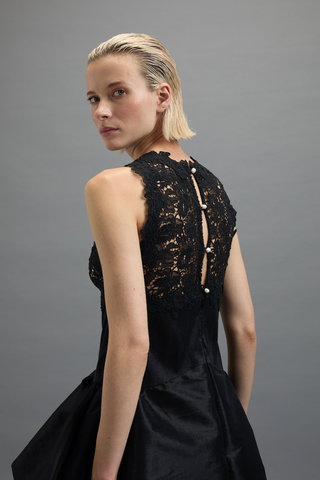 Hattie Dress, Black Taffeta