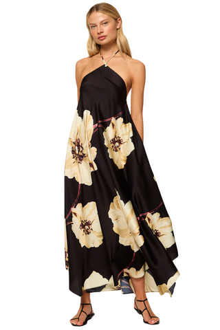 Raban Dress, Golden Poppy Satin