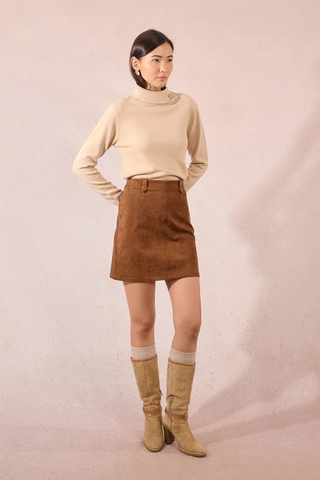 Woven Mini Skirt, Brown