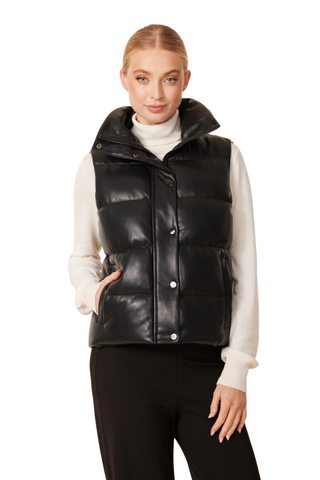 Faux Leather Vest, Black