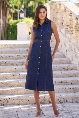 Chelsea Dress, Navy Saddle