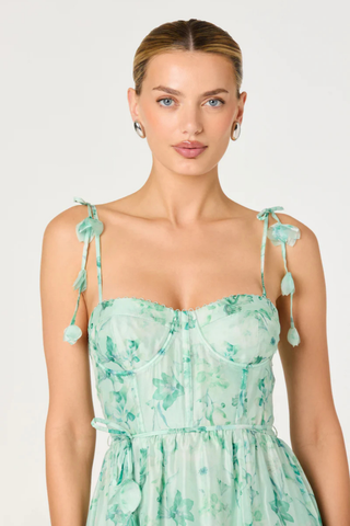 astr green floral dress ASTR Vilma Floral Print Midi Dress Lux Collection