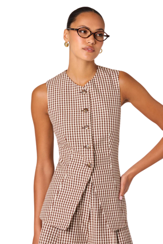 Karan Vest, Brown Checker