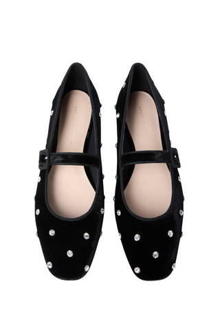 Ginger Mary Jane Flat, Black/Crystal