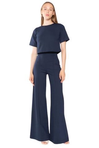 Ponte Wide Leg Pant, Navy
