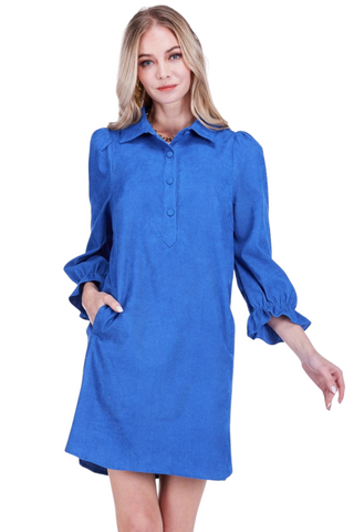 Placket Collar Dress, Royal