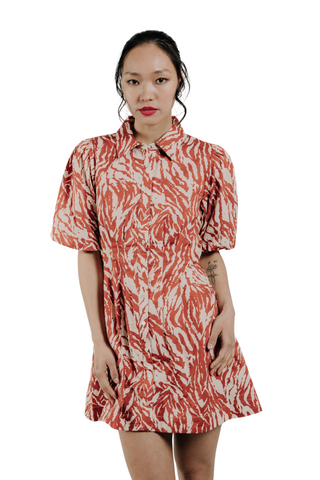 Marta Mini Dress, Terracotta Zebra