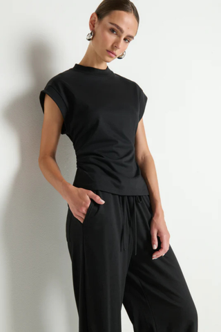 Andrea Side Shirred Top, Jet Black