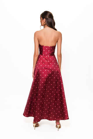 Victoria Dress, Pomegranate Polka Dot