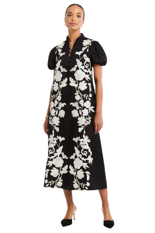 Elliana Midi Dress, Black Ivory