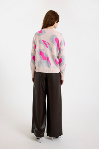 Abstract Leopard Sweater, Quartz Pink/Super Grey