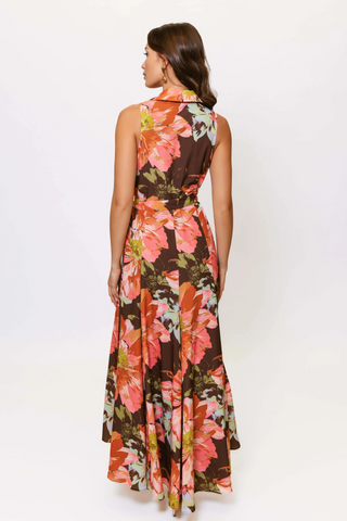 Vela Dress, Brown Vintage Floral
