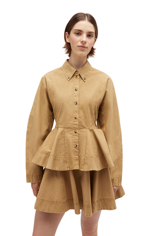 Washed Cotton Peplum Shirt, Lark