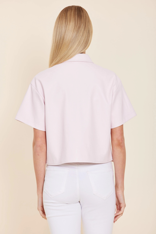 Floral Cut Out Short Sleeve Top, Shell Pink