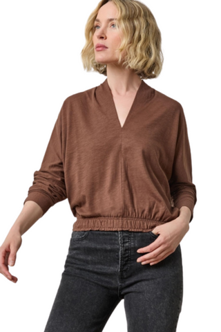 Shawl Collar Wedge Top, Hickory
