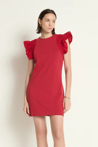 Ellis Ruffle Sleeve Dress, Rio Red