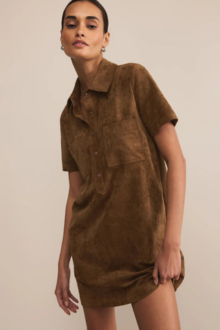 Kellie Suede Mini Dress, Coconut