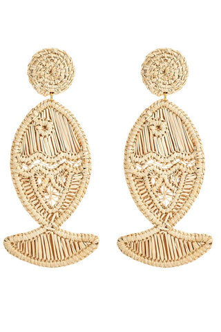 Rattan Fish Earring, Natural