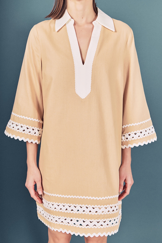 Ric Rac Mini Dress, Beige